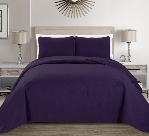 Vista 7 de Fancy Collection Solid # Austin - Juego de colcha, cubrecama, estampado en relieve.