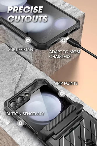 Vista 6 de SUPCASE Funda para Samsung Galaxy Z Flip 5 con Soporte y Clip para Cinturón (Unicorn Beetle Pro), [Protección de Bisagra]