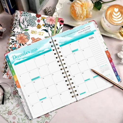 Vista 7 de Agenda académica 2026-2027, agenda semanal y mensual de julio de 2026 a junio de 2027, 6.4 x 8.5 pulgadas con pestañas, tapa dura flexible, papel
