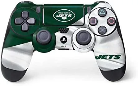 Vista 6 de NFL New York Jets Skin para mando de PS4 Pro/Slim – New York Jets blanco y negro
