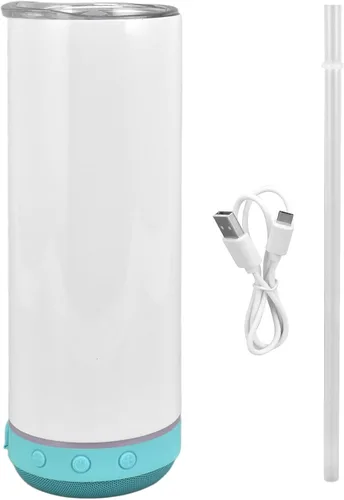 Vista 7 de Vaso de altavoz de 20 onzas, taza de altavoz impermeable de acero inoxidable, vaso con altavoz Bluetooth, altavoz de 3 W, vacío de doble pared