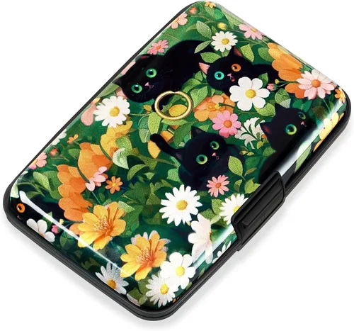 Vista 41 de Mayski Soporte para tarjetas de crédito, bloqueo RFID, funda rígida de aleación de aluminio, pequeña cartera de metal para mujeres y hombres