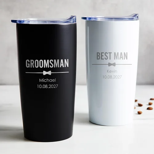 Vista 4 de Lifetime Creations Vaso de boda personalizado grabado de 20 onzas – Padrinos de boda personalizados, padrinos de boda, padrino, despedida