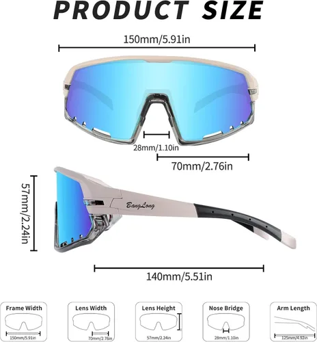 Vista 7 de BangLong Gafas de sol deportivas para ciclismo, protección UV400, para pesca, conducción, correr, béisbol, para hombres y mujeres