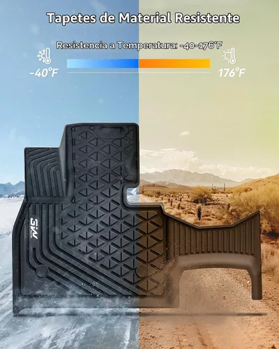 Vista 5 de 3W - Alfombrillas de piso para primera y segunda filas y forro de maletero, para todo tipo de clima, de elastómero termoplástico (TPE), juego