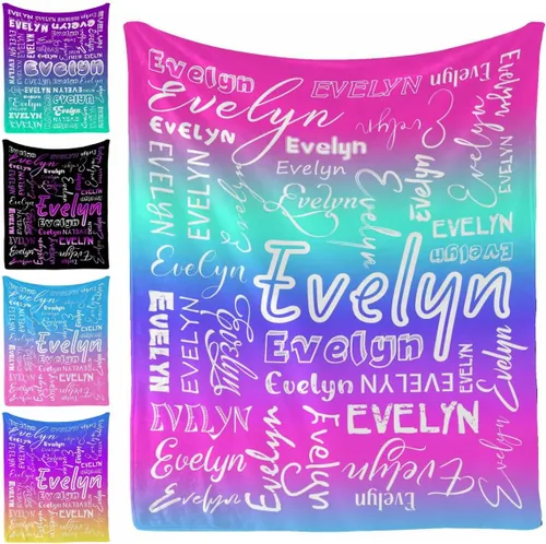 Vista 21 de Manta personalizada, 20 colores para niño y niña, manta con nombre personalizado para niños y adultos, manta de Navidad para niños y niñas