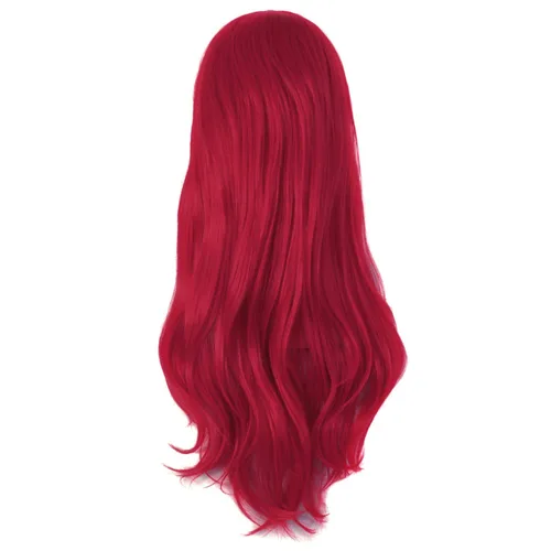 Vista 2 de MapofBeauty - Peluca larga de extremos rizados para cosplay, de 28 pulgadas, para mujer, color rojo oscuro