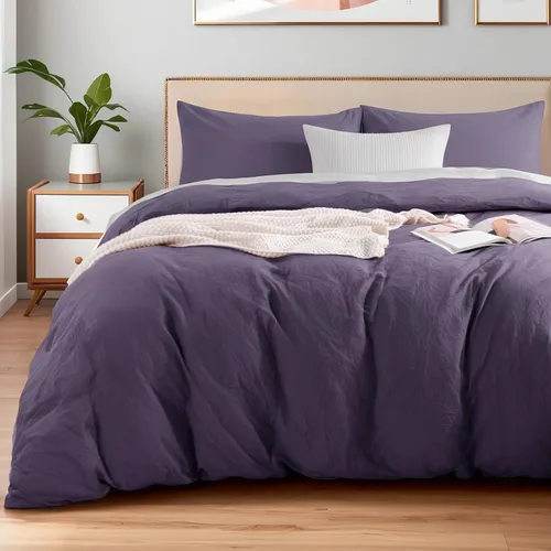 Vista 69 de NEXHOME PRO Funda de edredón Twin XL 100% algodón lavado, transpirable, duradera, texturizada, similar al lino, juego de ropa de cama para el hogar