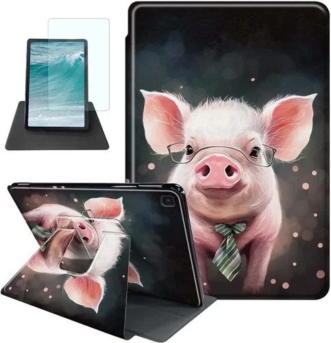 Vista 22 de Rossy Funda para Samsung Galaxy Tab A7 Lite de 8.7 pulgadas 2021 (SM-T220/T225/T227) + protector de pantalla giratorio de 360 grados con soporte