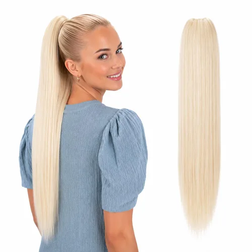 Vista 11 de CAISHA 24 "Hairpiece Cola de caballo Clip en la extensión de pelo largo recto negro H601