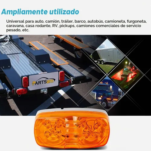 Vista 6 de Partsam 5 piezas de luz de marcador LED ámbar de 10 LED, doble diana, [aprobadas por el DOT] luces de distancia rectangulares de 12V para remolque