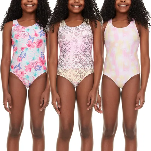 Vista 5 de BTween Girls Multi Pack One Piece Swimwear - Unique Colors and Patterns, Sizes 4-16 for Kids and Toddlers
