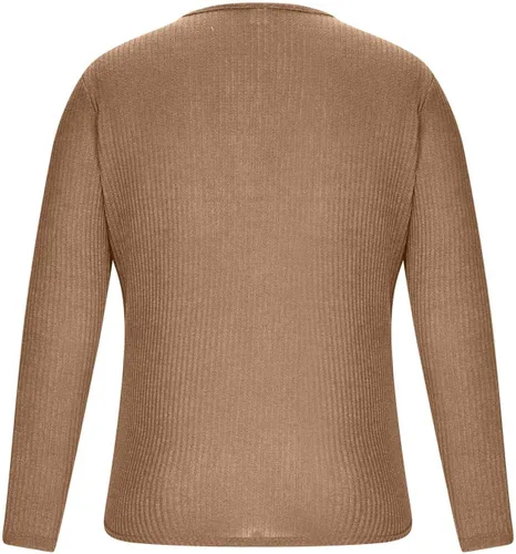 Vista 5 de Blusas ligeras para hombres Punto Cuello en V Camisa Manga Larga Tops ajustados Color sólido Jersey Deportivo túnicas