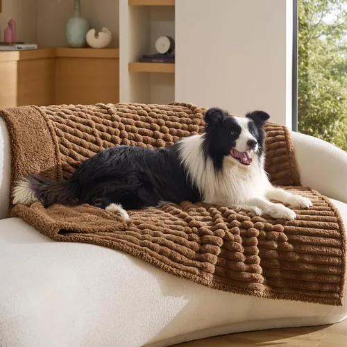 Vista 13 de Bedsure ComfyFleece® - Mantas impermeables para perros pequeños Crema