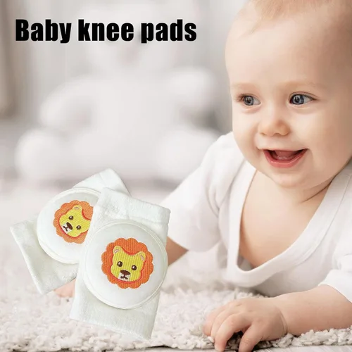 Vista 2 de Rodillera para bebé, rodillera antideslizante para gatear, protectores de rodilla elásticos ajustables para niños, rodillera de algodón suave