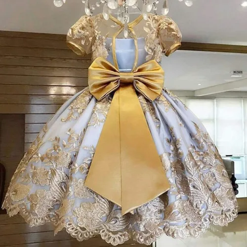 Vista 2 de NNJXD - Elegante vestido de princesa con cinturón de lazo de tul de algodón y estampado de flores