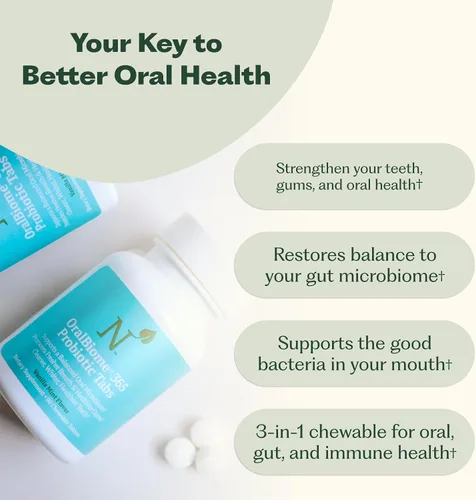 Vista 3 de OralBiome 365 Probióticos orales masticables 3 en 1 para respiración, inmunidad y salud intestinal Apoya los dientes y las encías, aumenta