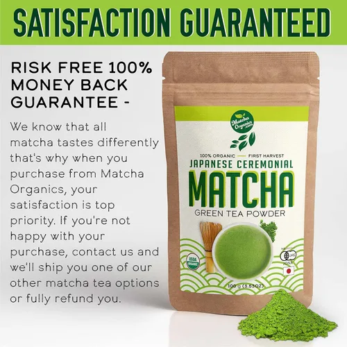 Vista 8 de Polvo de té verde matcha ceremonial japonés premium - Primera cosecha del grado más alto - Orgánico certificado por USDA y JAS - De Japón - Perfecto