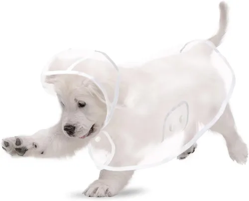 Vista 2 de Impermeable para cachorros para perros pequeños, impermeable, capa impermeable con capucha para mascotas, talla XS