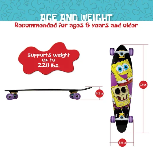 Vista 3 de Kryptonics Spongebob 36" Longboard - Patineta completa