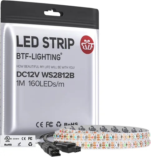 Vista 21 de BTF-LIGHTING WS2812B - Tira LED IC RGB 0.1 in, 0807SMD, DC5V, 3,2 pies, 160