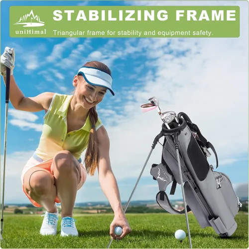 Vista 8 de Bolsa de golf ligera con soporte para transportar – Bolsa de golf fácil de llevar y duradera para Pitch n Putt para el campo de práctica, Par 3