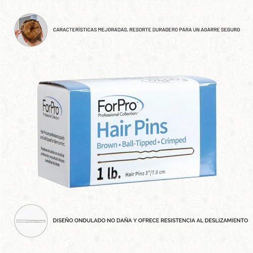 Vista 5 de ForPro Horquillas para el cabello (320 unidades aproximadas), marrón, 3 pulgadas de largo, con punta de bola, rizado, no dañante, 1 libra.