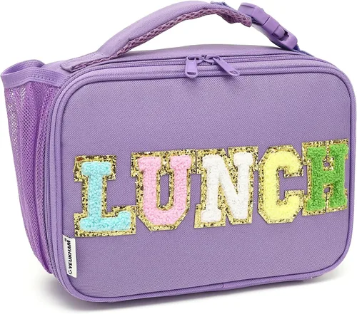 Vista 20 de Flowfly - Lonchera para niños, bolsa escolar aislada duradera con correa de hombro y soporte para botellas, minihielera térmica resistente al agua