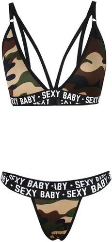 Vista 4 de Taswuw Ropa de dormir sexy para mujer ropa de dormir con cuello en V brasier y bragas conjunto de 2 piezas ropa