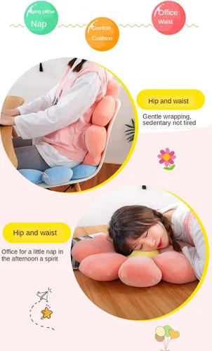Vista 3 de + Almohada de flores - Tela elástica suave y delicada para sentarse cómodamente (15.7 pulgadas), azul)