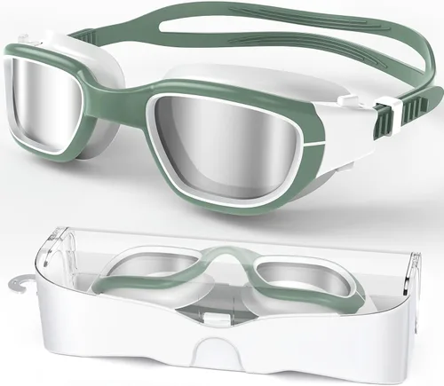 Vista 10 de Gafas de natación polarizadas, gafas de natación unisex para adultos, antivaho, anti UV, vista amplia, gafas de piscina para hombres y mujeres