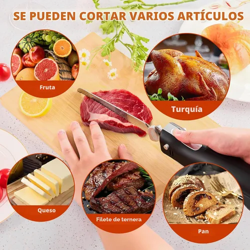 Vista 5 de Cuchillo Eléctrico - Juego de Cuchillos para Trinchar, Mango Ergonómico Negro, Cuchillos Eléctricos que Cortan 2000 Veces/Minuto con Cable