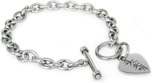 Vista 19 de Pulsera y Collar con Dijes de Símbolos de Corazón de Acero Inoxidable Solo pulsera de plata