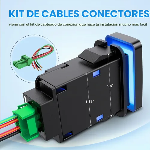 Vista 6 de Nilight Interruptor de Botón de Luces Auxiliares 12V Encendido/Apagado con Kit de Cable Conector 1.54" x 0.83" Repuesto para Toyota Tacoma Tundra