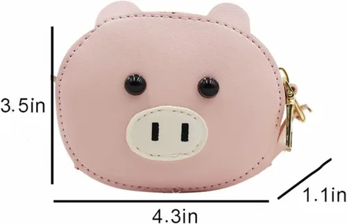Vista 7 de LEOMOSTE Bolso cruzado para niñas pequeñas, bolso de hombro, mini lindo cerdo, dibujos animados, bolso de mensajero, Rosado