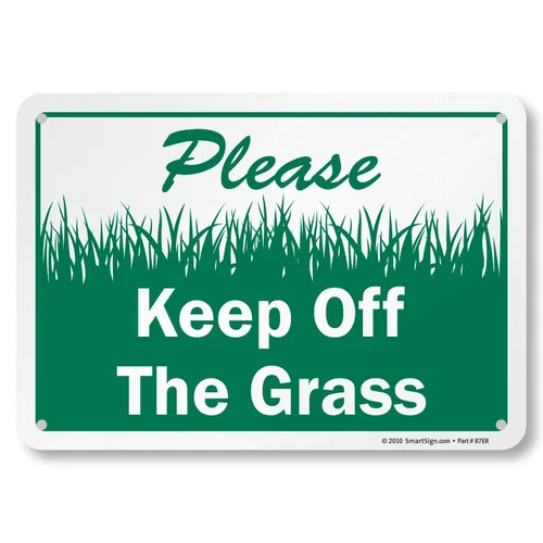 Vista 7 de SmartSign Letrero LawnBoss® con texto en inglés "Please - Keep Off the Grass", letrero de aluminio de 10 x 12 pulgadas con estaca de 3 pies Letrero