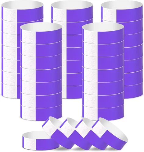 Vista 10 de 500 pulseras de papel azul para eventos, impermeables, de neón, pulseras adhesivas de identificación de conciertos, bandas de mano para eventos