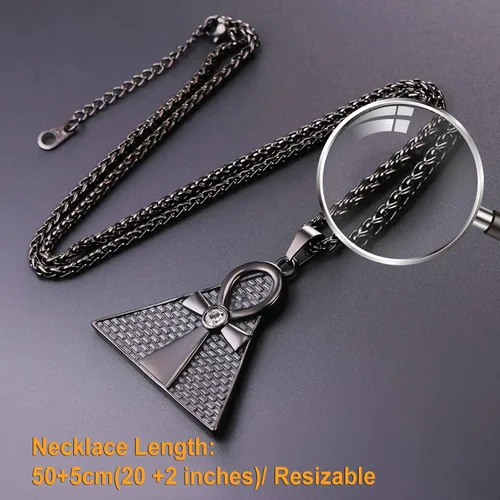Vista 6 de U7 Collar Ankh para hombres y mujeres, acero inoxidable, color negro, joyería egipcia, colgante de cruz Ankh, collares africanos con cadena de 22