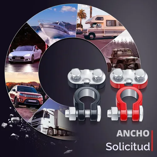 Vista 7 de Frienda 2 piezas de terminales de batería para coche, conectores de terminales de batería galvanizados, arandelas anticorrosión de poste superior