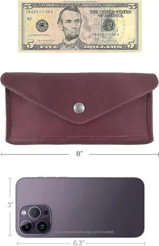 Vista 12 de Hide & Drink, Cartera grande de cuero para mujer, organizador de dinero, billetes planos, bolsa, estuche, elegante, hecho a mano, Bourbon Marrón