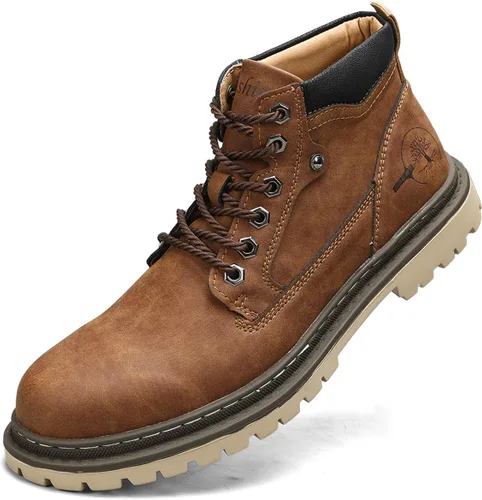 Vista 13 de Shaire Botas Chukka de cuero para hombre Botines con cordones para hombre Botas cómodas casuales