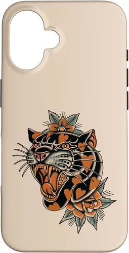Vista 32 de American Traditional Panther with Hearts Old School Tattoo Case para iPhone 17