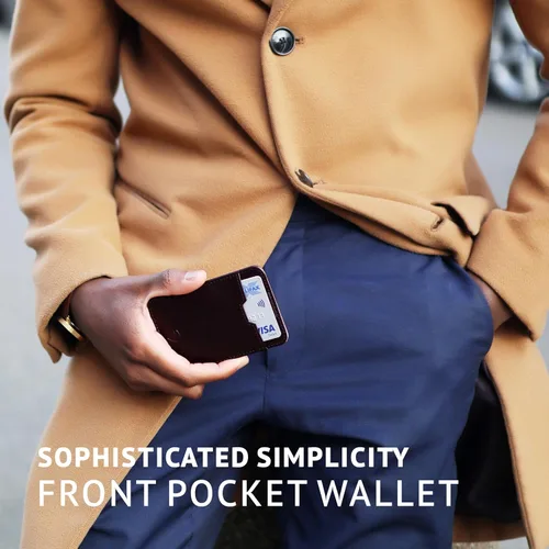 Vista 57 de Vaultskin CHELSEA - Cartera de piel delgada con bloqueo RFID para hombre, tarjetero minimalista con bolsillo frontal