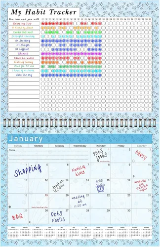 Vista 2 de Calendario mensual 2026 de escritorio/pared, rastreador de hábitos, diario, semanal y mensual, diario motivacional de seguimiento de hábitos