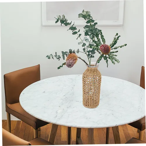 Vista 8 de Hemoton Jarrón de flores de hierba marina, jarrón de cristal, cesta de mimbre rústica, centros de mesa de flores para el hogar, sala de estar