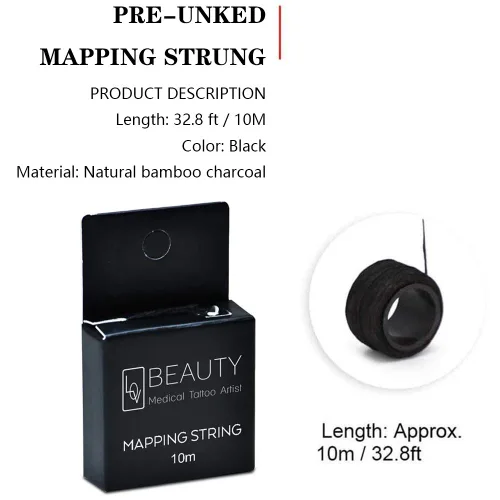 Vista 6 de Cuerda de mapeo de cejas preentintada para microblading marcador de cejas hilo tatuaje PMU microblading cuerda herramienta de medición para marcar