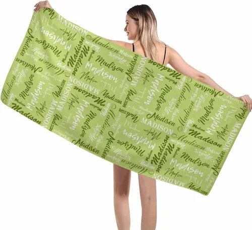 Vista 49 de Interestprint Toalla de piscina con nombre personalizado para niños, adultos y hombres, toalla de playa naranja personalizada con número