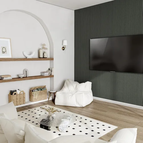 Vista 7 de Casaphoria Paneles de pared acústicos, 2 piezas de 47.2 x 23.6 pulgadas, paneles de pared de listones de madera para oficina en casa y paredes Roble