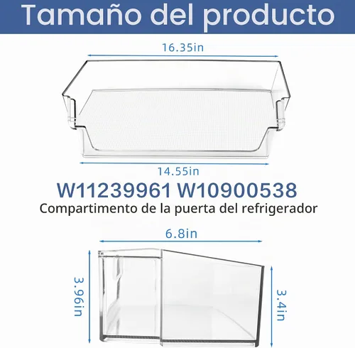 Vista 2 de W11239961 W10900538 WRS325SDHZ05 - Contenedor para puerta de refrigerador (derecha), paquete de 2