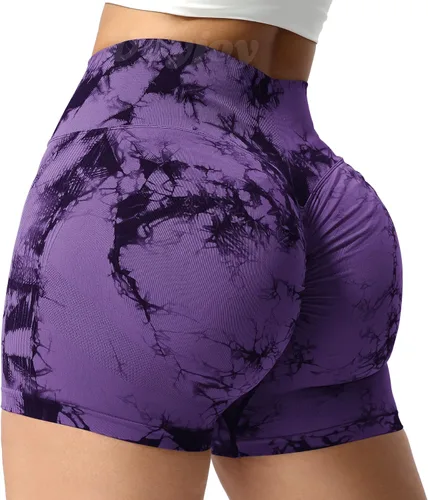 Vista 2 de VOYJOY Pantalones cortos de entrenamiento para mujer de 3.6 pulgadas, con levantamiento de glúteos, pantalones cortos de gimnasio sin costuras